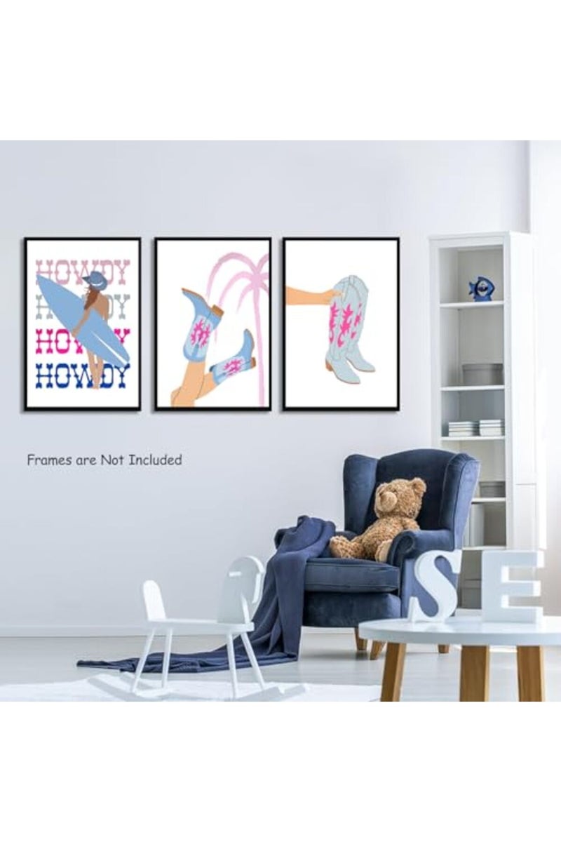 Djmwtb ALAYRA Blue Cowgirl Wall Art Set of 3 (Blue Cowgirl, 12"x16" Poster) - Image 3