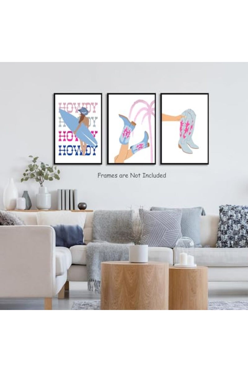 Djmwtb ALAYRA Blue Cowgirl Wall Art Set of 3 (Blue Cowgirl, 12"x16" Poster) - Image 4