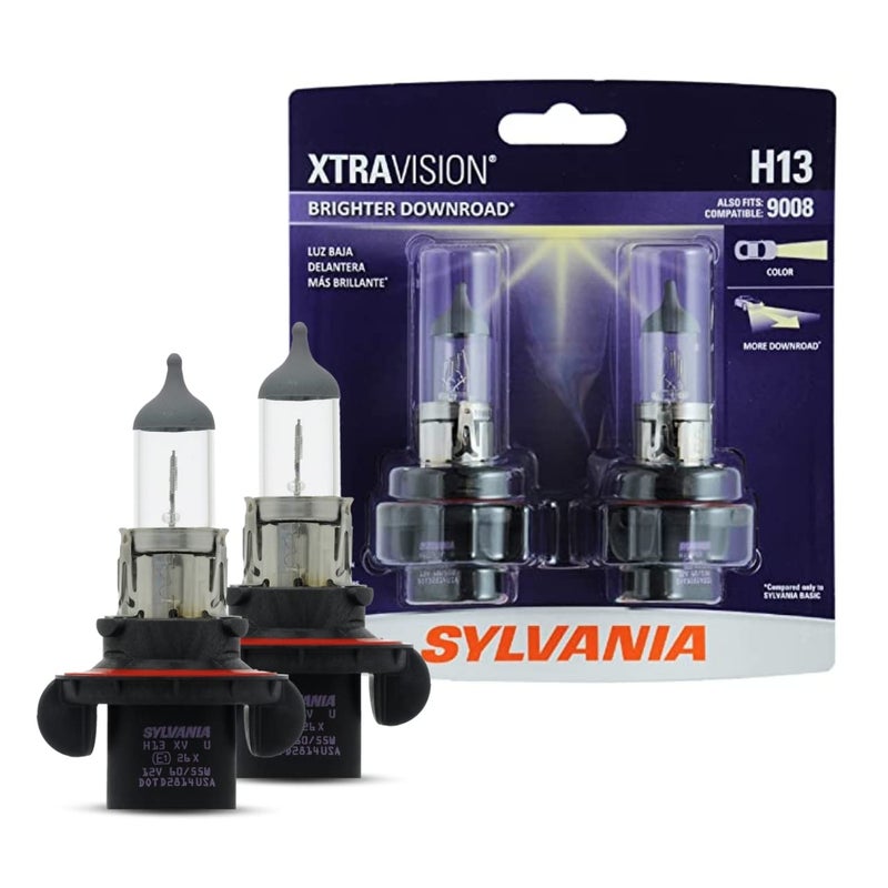 مصباح هالوجين أمامي SYLVANIA H13 XtraVision يحتوي على 2 مصباح