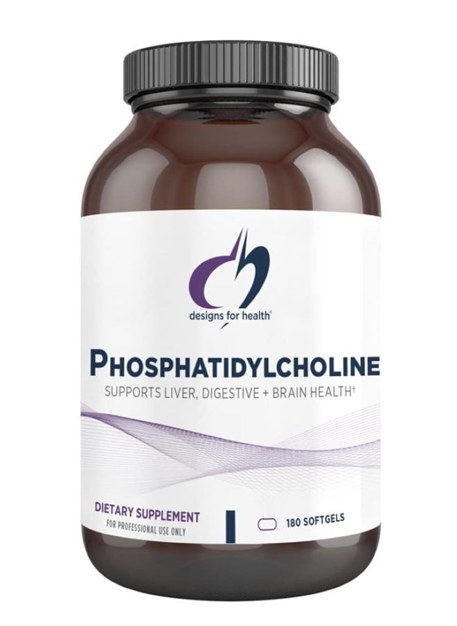 Phosphatidylcholine Softgels - Phosphatidyl Choline Supplement from Soy Lecithin to Support Liver + Brain Health (180 Softgels)