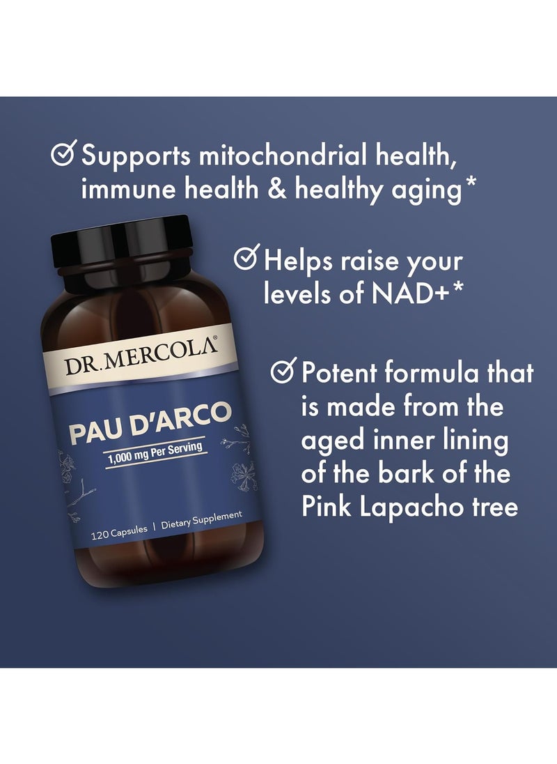 Dr. Mercola Pau D'Arco 1 000 Mg Per Serving 120 Capsules Dietary Supplement  - Image 4