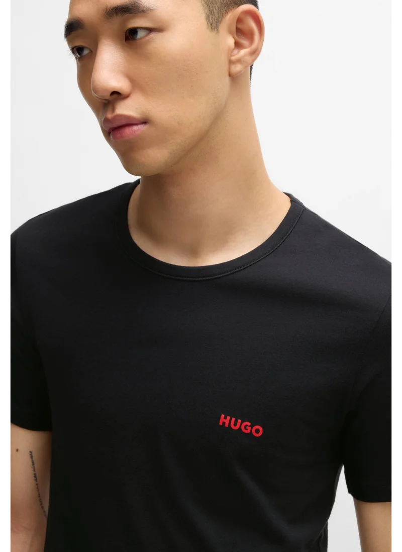 HUGO Three-pack of cotton underwear T-shirts with logo print