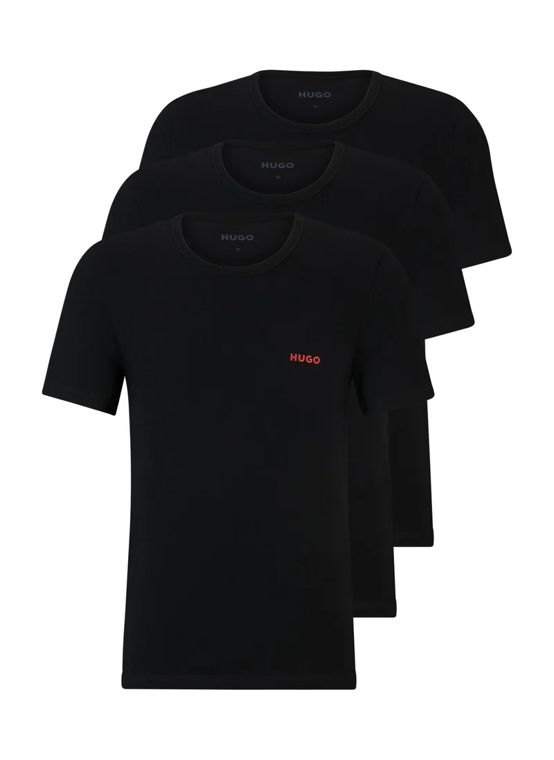 HUGO Three-pack of cotton underwear T-shirts with logo print