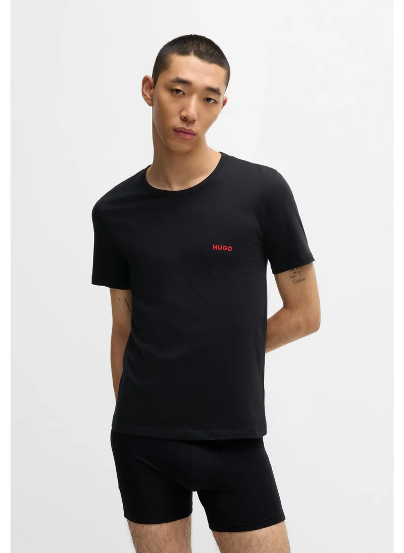 HUGO Three-pack of cotton underwear T-shirts with logo print
