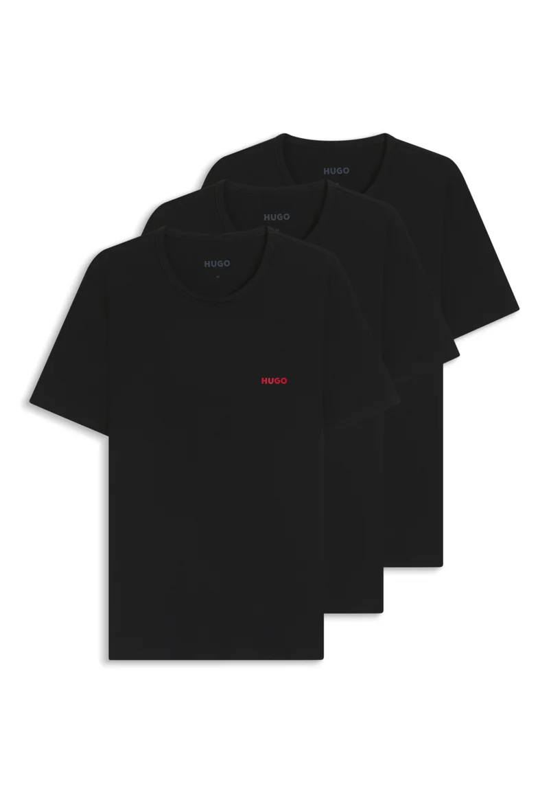 هوجو ثلاث قطع تي شيرت قطن بطبعة شعار