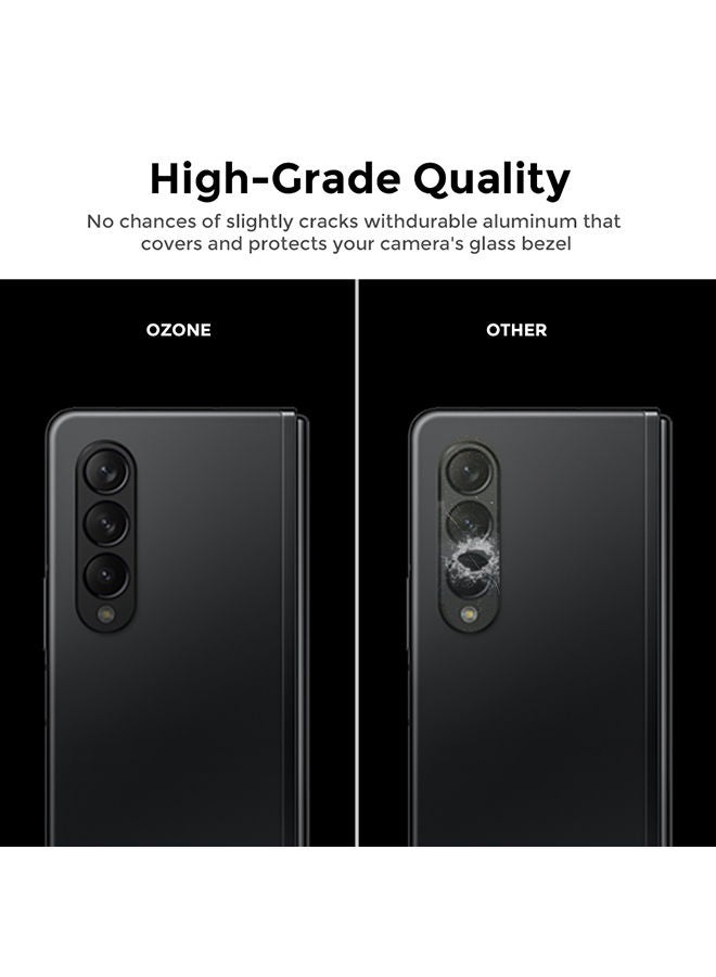 O Ozone واقي عدسة الكاميرا لهاتف Samsung Galaxy Z Fold 3 بإطار من الألومنيوم لحماية الكاميرا القوية ومضاد للخدش ورقيق للغاية - أسود - Image 4