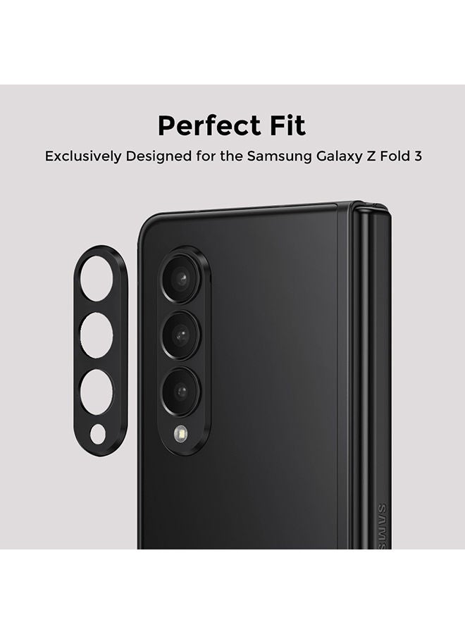 O Ozone واقي عدسة الكاميرا لهاتف Samsung Galaxy Z Fold 3 بإطار من الألومنيوم لحماية الكاميرا القوية ومضاد للخدش ورقيق للغاية - أسود - Image 2