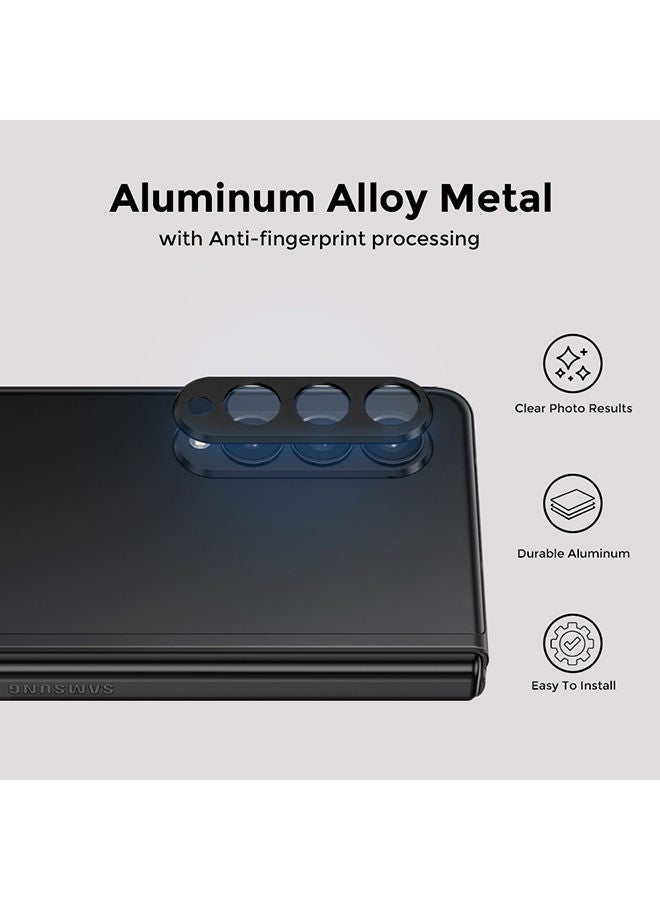 O Ozone واقي عدسة الكاميرا لهاتف Samsung Galaxy Z Fold 3 بإطار من الألومنيوم لحماية الكاميرا القوية ومضاد للخدش ورقيق للغاية - أسود - Image 3
