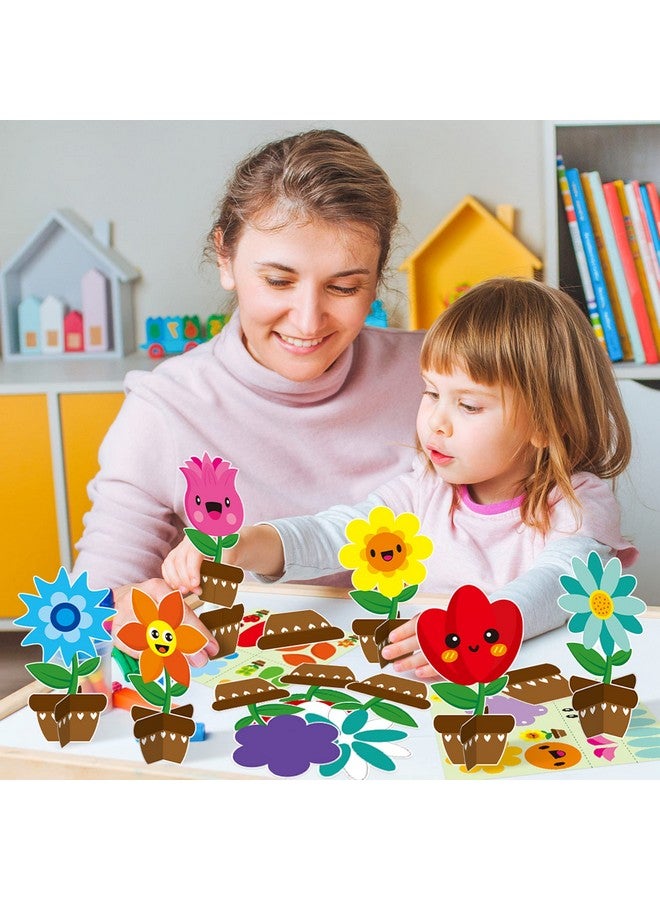 واتينك مجموعة WATINC من 32 قطعة من أدوات الحرف اليدوية المصنوعة من الزهور لعيد الأب، اصنع بنفسك مجموعة زهور الربيع الخاصة بك، ملصقات عيون وفم الشمس، ديكورات زهور الربيع للأطفال، أنشطة منزلية ممتعة للمدرسة - Image 4