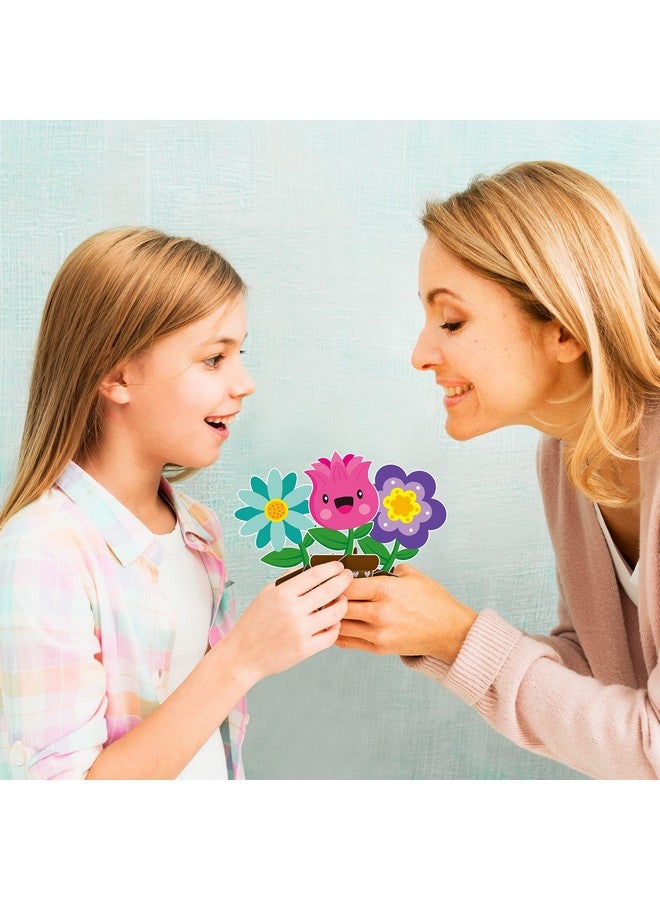 واتينك مجموعة WATINC من 32 قطعة من أدوات الحرف اليدوية المصنوعة من الزهور لعيد الأب، اصنع بنفسك مجموعة زهور الربيع الخاصة بك، ملصقات عيون وفم الشمس، ديكورات زهور الربيع للأطفال، أنشطة منزلية ممتعة للمدرسة - Image 5