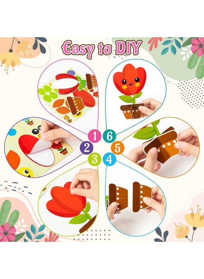 واتينك مجموعة WATINC من 32 قطعة من أدوات الحرف اليدوية المصنوعة من الزهور لعيد الأب، اصنع بنفسك مجموعة زهور الربيع الخاصة بك، ملصقات عيون وفم الشمس، ديكورات زهور الربيع للأطفال، أنشطة منزلية ممتعة للمدرسة - Image 3