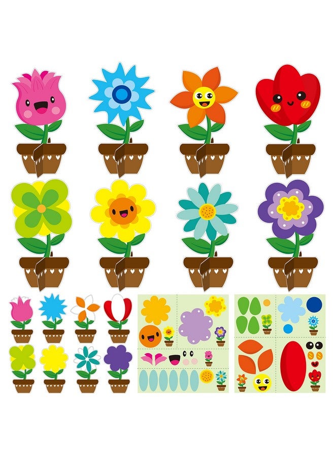 واتينك مجموعة WATINC من 32 قطعة من أدوات الحرف اليدوية المصنوعة من الزهور لعيد الأب، اصنع بنفسك مجموعة زهور الربيع الخاصة بك، ملصقات عيون وفم الشمس، ديكورات زهور الربيع للأطفال، أنشطة منزلية ممتعة للمدرسة - Image 1