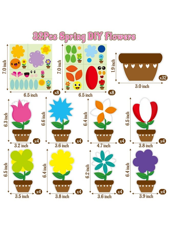 واتينك مجموعة WATINC من 32 قطعة من أدوات الحرف اليدوية المصنوعة من الزهور لعيد الأب، اصنع بنفسك مجموعة زهور الربيع الخاصة بك، ملصقات عيون وفم الشمس، ديكورات زهور الربيع للأطفال، أنشطة منزلية ممتعة للمدرسة - Image 2
