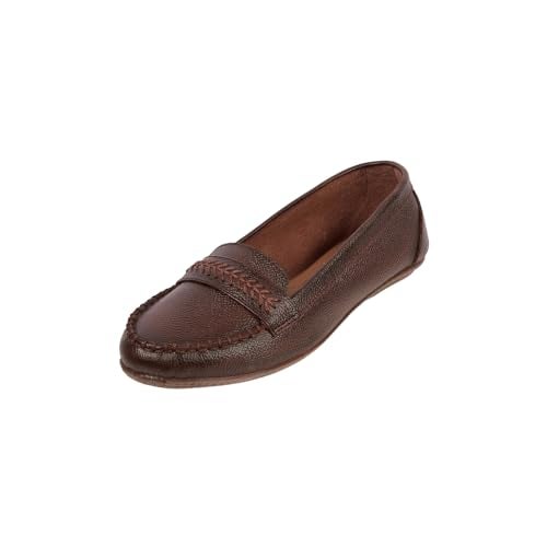 Mochi Women Brown Synthetic Leather Loafer Shoes UK/5 EU/38 (31-322) - Image 1
