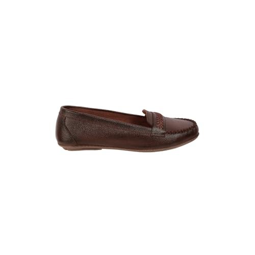 Mochi Women Brown Synthetic Leather Loafer Shoes UK/5 EU/38 (31-322) - Image 4