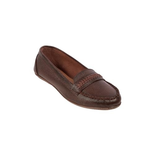 Mochi Women Brown Synthetic Leather Loafer Shoes UK/5 EU/38 (31-322) - Image 3