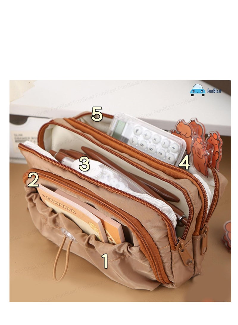 FunBlast Pencil Pouch for Girls – Multiple Compartment Zipper Pouch with Drawstring Pocket, Aesthetic Pouch for Girls, Kawaii Pencil Case, Cute Pouches for Girls - Image 4