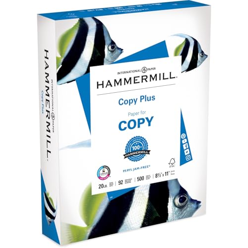 Hammermill Printer Paper, 20 lb Copy Plus, 8.5 x 11 - 1 Ream (500 Sheets) - 92 Bright, Made in the USA, 105007R - Image 1