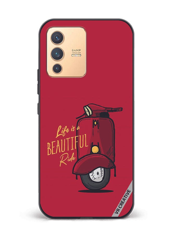 VR CREATIVE Protective Case Cover For Vivo V23 5G Life Is A Beautiful Ride Design Multicolour - Image 1