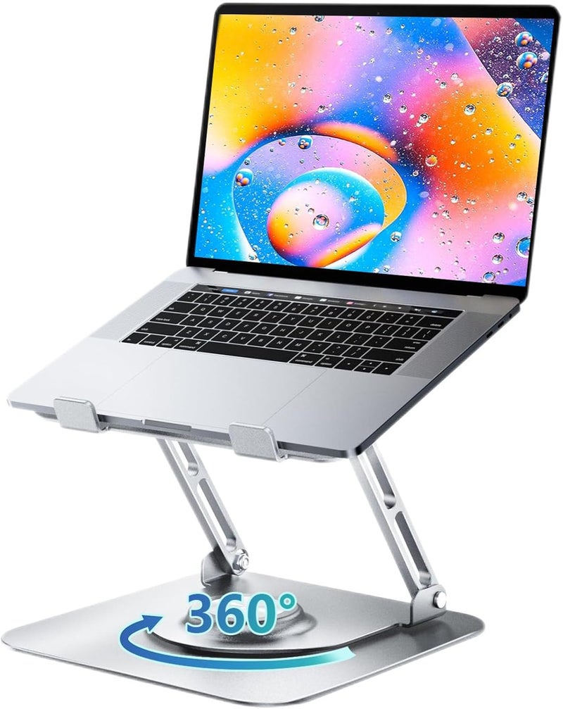 زيفيرسبتس حامل كمبيوتر محمول بقاعدة دوارة 360 درجة، ارتفاع قابل للتعديل بزوايا متعددة، رافع كمبيوتر محمول مريح للعمل التعاوني، حامل كمبيوتر محمول قابل للطي ومحمول، يناسب جميع أجهزة الكمبيوتر المحمولة من 10 إلى 17 بوصة (رمادي) - Image 1