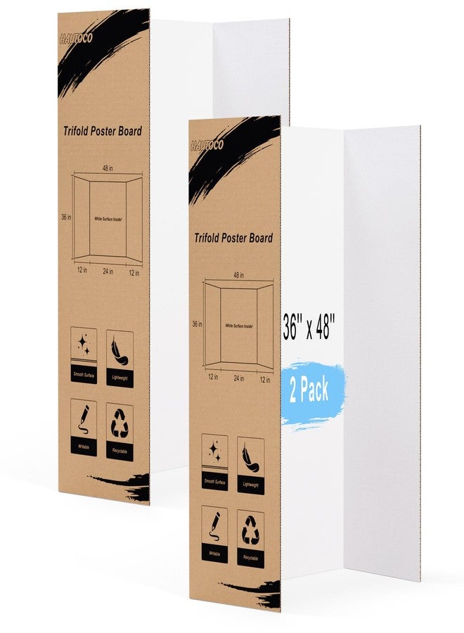 HAUTOCO 36'' x 48'' Trifold Poster Board 2 Pack Large Tri Fold Project Boards White Corrugated Presentation Cardboard for Science Fairs, School Projects, Event Displays, Business - Image 1