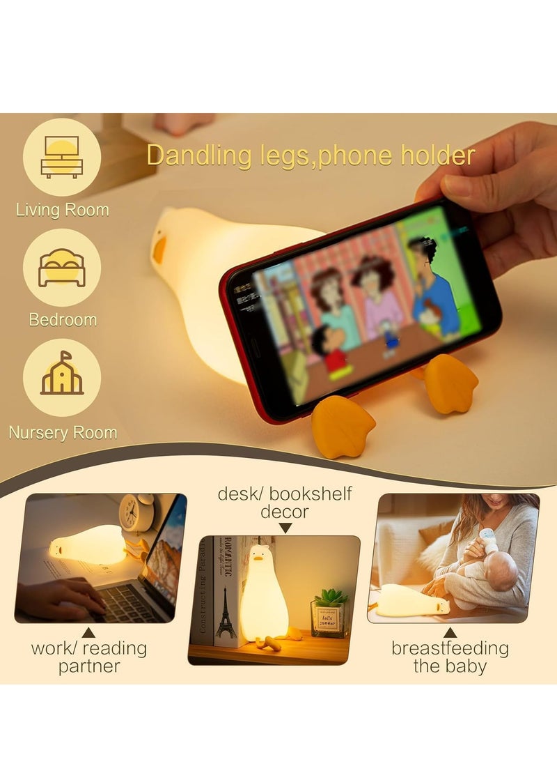 ELTRAZONE Lying Duck Night Light for Kids | Cute Cartoon LED Silicone Bedside Lamp | Touch Control Dimmable Lazy Duck Squishy Light | USB Rechargeable Soft Nursery Lamp for Baby Girl/Boy, Bedroom Decor & Gifting  - Image 2