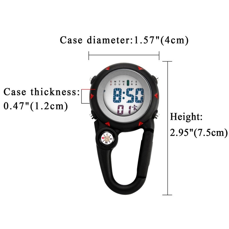 JewelryWe Men Women Digital Clip Watch Mini Microlight Backpack Buckle Belt fob Watches for Rock Climbing Doctors Nurses Chefs - Image 5