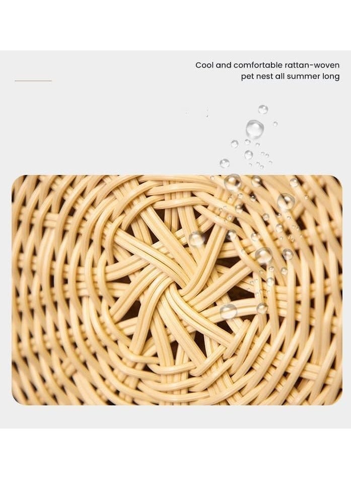 Rattan Cat House With Cushion Covered Modern Creative Cute Cat Bed Cave Pet Nest - Image 4