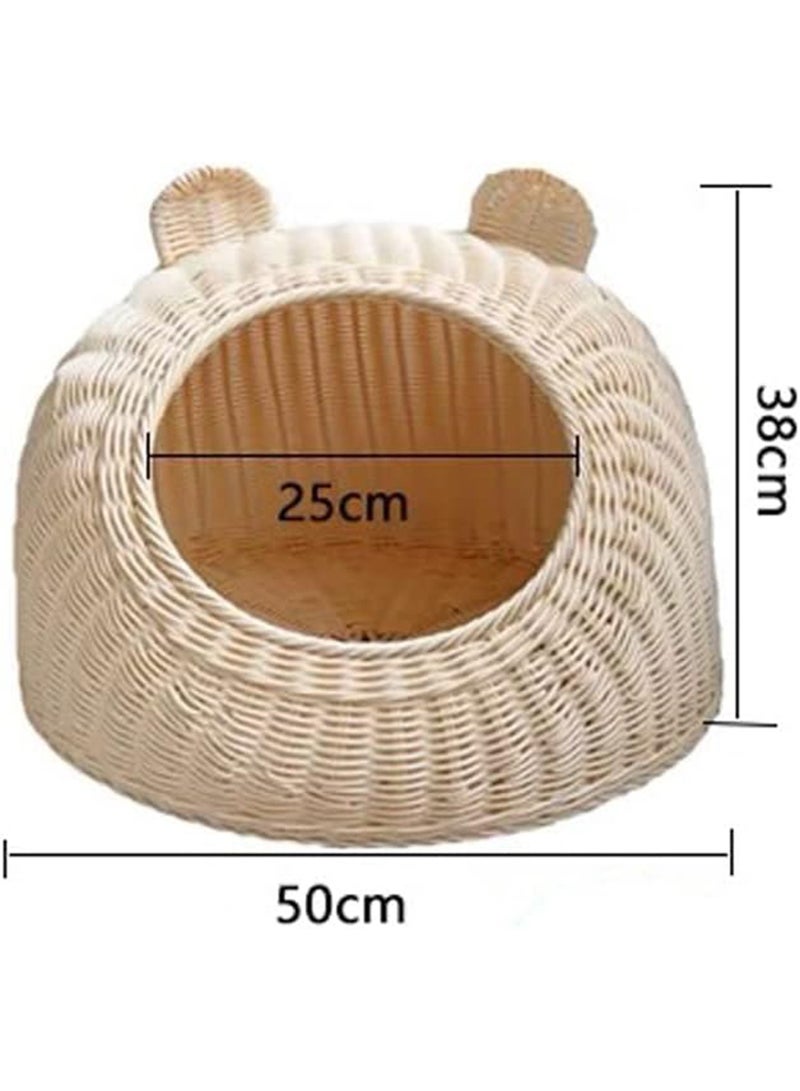 Rattan Cat House With Cushion Covered Modern Creative Cute Cat Bed Cave Pet Nest - Image 2