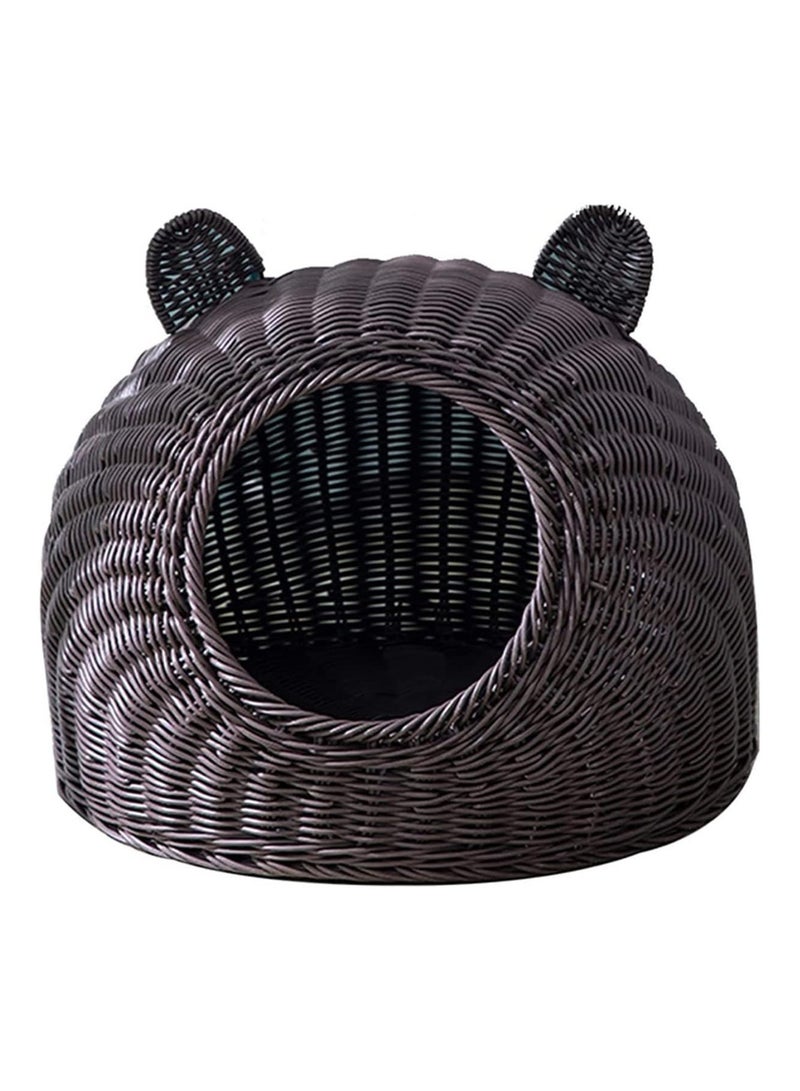 Rattan Cat House With Cushion Covered Modern Creative Cute Cat Bed Cave Pet Nest - Image 1