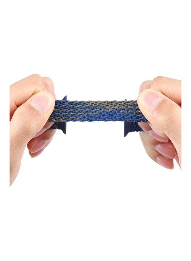 NIBEMINENT Plastic Buckle Mixed Colour Nylon Braided Single Loop Replacement Watchbands For Apple Watch Series 7/6/5/4/3/2/1/SE 45/44/42mm Checkered Blue/Green - Image 3