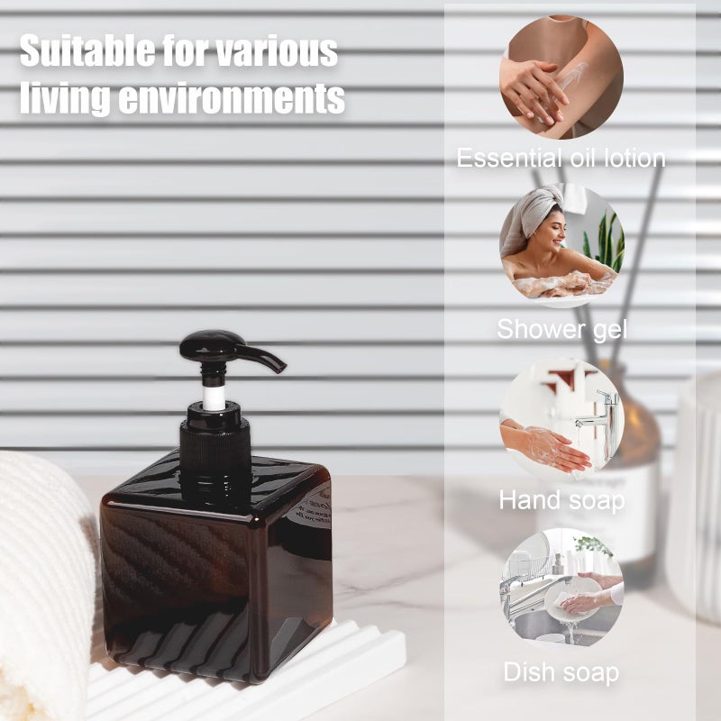 JiatuA Pump Bottle  Refillable Plastic Empty Lotion Soap Dispenser Liquid Container For Bathroom Shampoo And Body Wash  8.5Oz/250Ml Amber 2 Pack - Image 2