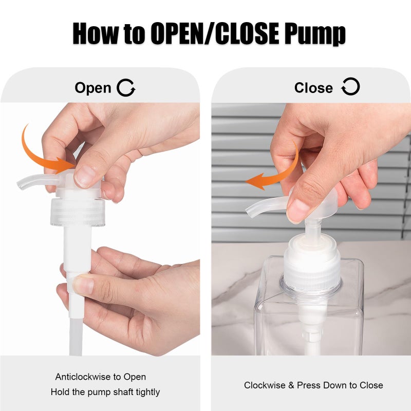 JiatuA Pump Bottle  Refillable Plastic Empty Lotion Soap Dispenser Liquid Container For Bathroom Shampoo And Body Wash  8.5Oz/250Ml Amber 2 Pack - Image 4