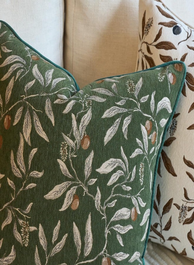 Alerfa Green Floral Throw Pillow Cover 18 x 18 Inch Sqaure Luxury Decorative Pillow Cover for Couch Living Room Bedroom - Image 3