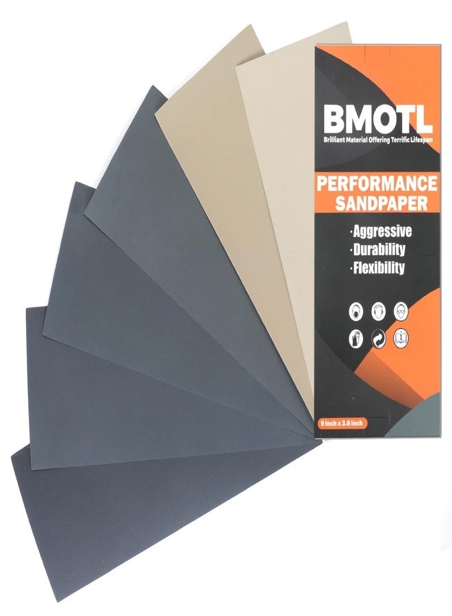 BMOTL Sandpaper Sheets Assortment for Automotive ：42 Pcs Wet Dry 9x3.6 Inch Ultra Fine Sand Paper 1000 1200 1500 2000 3000 5000 High Grit for Car Polishing Meatal Wood Finishing - Image 1
