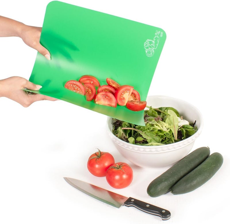 Glad Flexible Cutting Board Set - Colored Thin Plastic Mats for Kitchen with Food Icons - BPA-Free and Non-Porous for Cooking and Chopping, 12x15 inches - Image 5