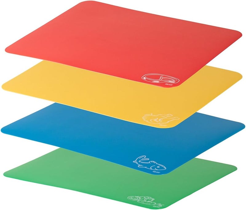 Glad Flexible Cutting Board Set - Colored Thin Plastic Mats for Kitchen with Food Icons - BPA-Free and Non-Porous for Cooking and Chopping, 12x15 inches - Image 2