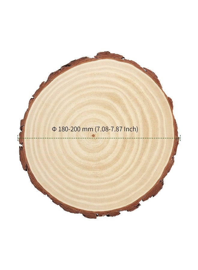 بينجيو PINGEUI 10 قطع من شرائح الخشب الطبيعي مقاس 7-8 بوصة، شرائح خشب طبيعي غير مكتملة مع لحاء الشجر، أقراص خشبية دائرية كبيرة الحجم من لحاء الشجر للحرف اليدوية - Image 2