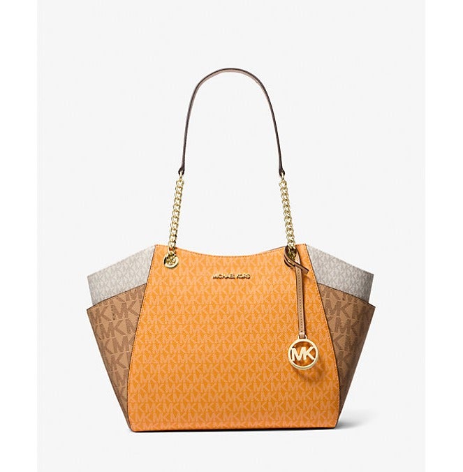 Michael Kors Women's Jet Set Large Color-Block Signature Logo Tote Bag Orange Multi 35S5GTVE3B-ORNG MLT - Image 1