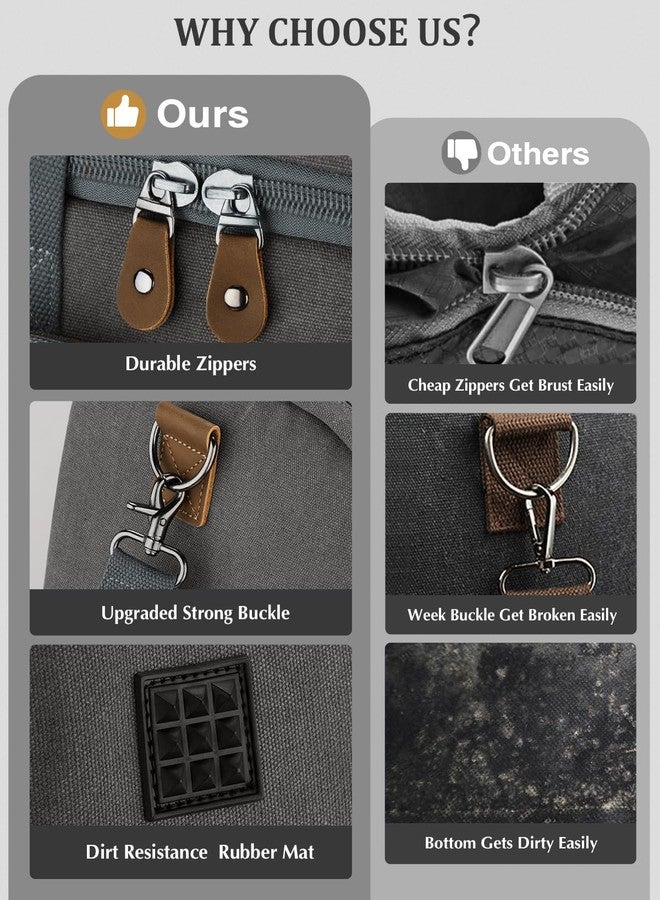 Gonex Canvas Duffle Bag for Travel, Expandable Water Resistant 50L Carry on Duffel Overnight Weekender Gym Bag with Wet Dry Separation Pocket & Suitcase Handle Sleeve, Grey - Image 4