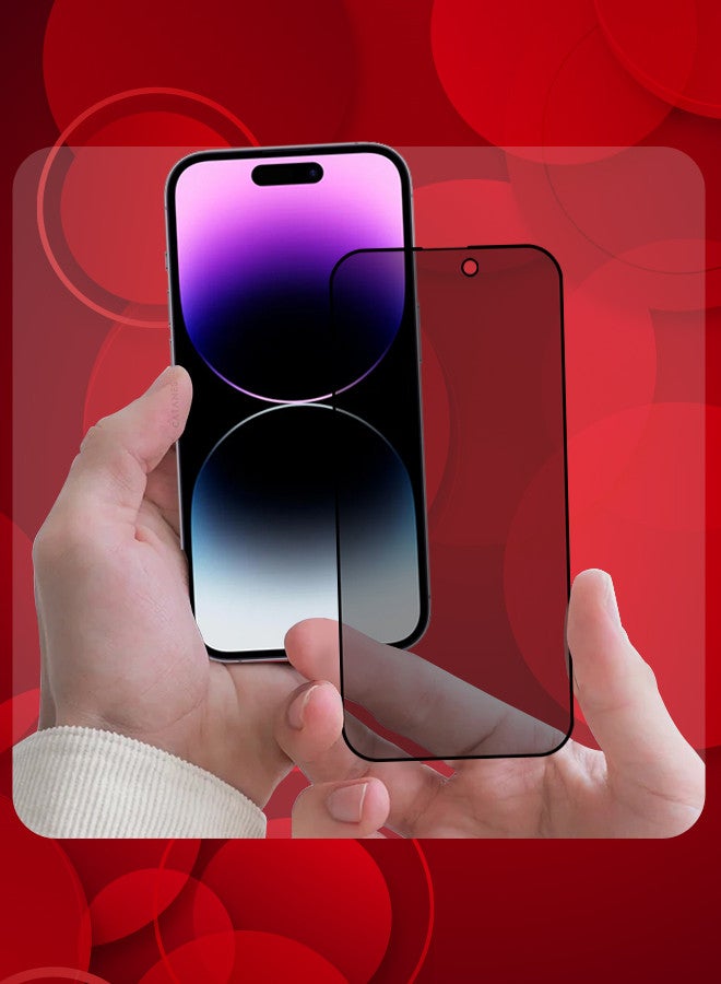 CATANES [iPhone 14 Pro Max] 2 Pack Privacy Screen Protector 9H Full Coverage Screen Tempered Glass Anti-Spy Bubble Free Case Friendly Screen Protector - Image 2