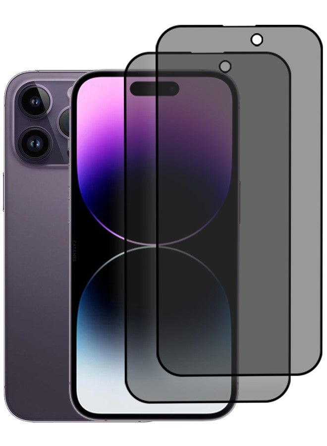 CATANES [iPhone 14 Pro Max] 2 Pack Privacy Screen Protector 9H Full Coverage Screen Tempered Glass Anti-Spy Bubble Free Case Friendly Screen Protector - Image 1