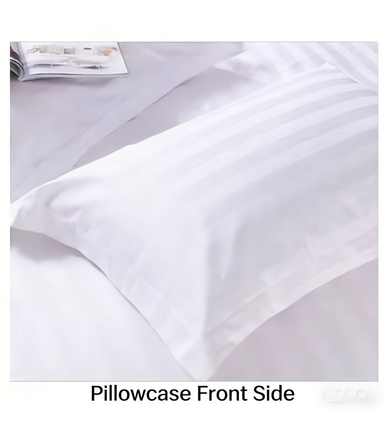 Pure 2Pcs White Striped Pillowcase Set Soft And Comfortable For Master Bedroom Or Guest Room Machine Washable Envelope Closure 18.9 By 29.13 Inches Pillow Insert Not Included - Image 1