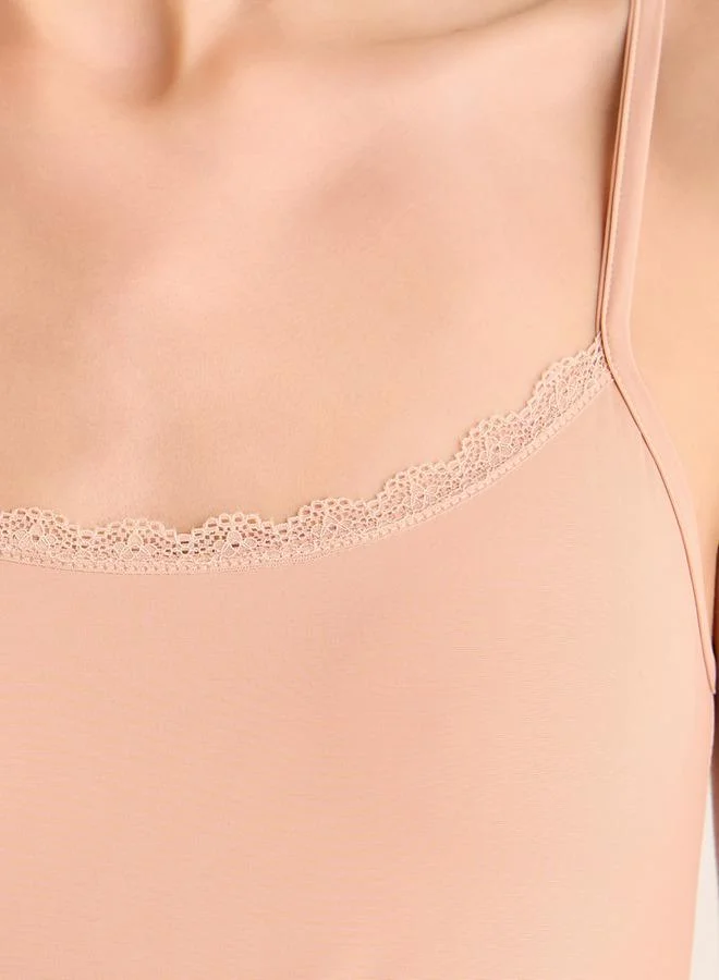 Splash FAV  Set of 2 - Long Slip Dress Sleeveless Lace Trim for Women | Best Price UAE