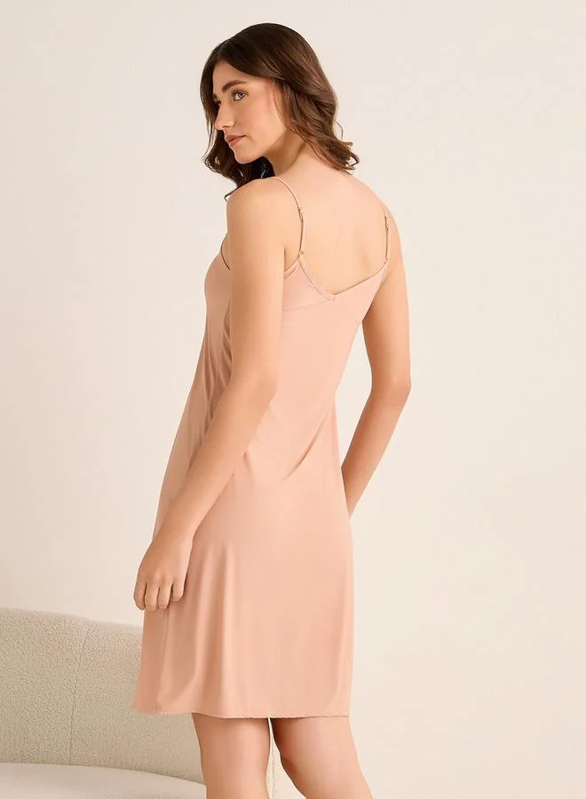 Splash FAV  Set of 2 - Long Slip Dress Sleeveless Lace Trim for Women | Best Price UAE