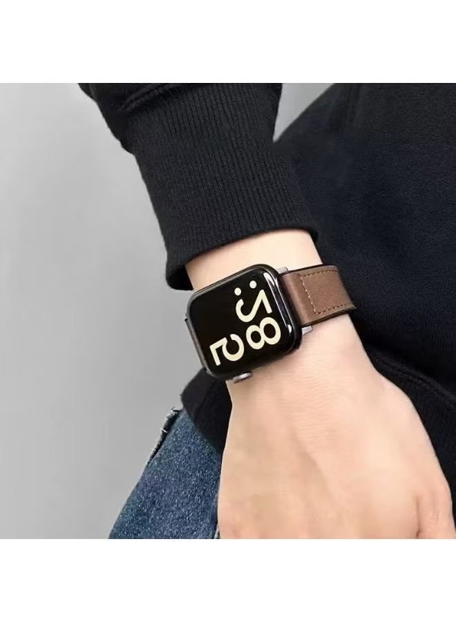 Women's watch band for Apple Watch Series 38mm/40mm/41mm/42mm, leather double-loop design, slim replacement band, compatible with iWatch Series 10/9/8/7/6/SE, brown. - Image 3