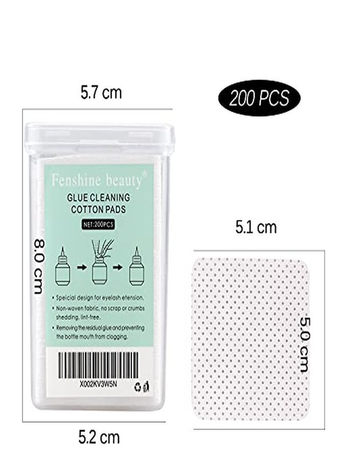 fenshine Glue Cleaning Cotton Pads Nonwoven Fabric Wipes Glue Wiping Cloth For Clean Lash Extension Glue Tweezerslash Glue Holder Pads Glue Bottle Mouth (200 Sheets)  - Image 2