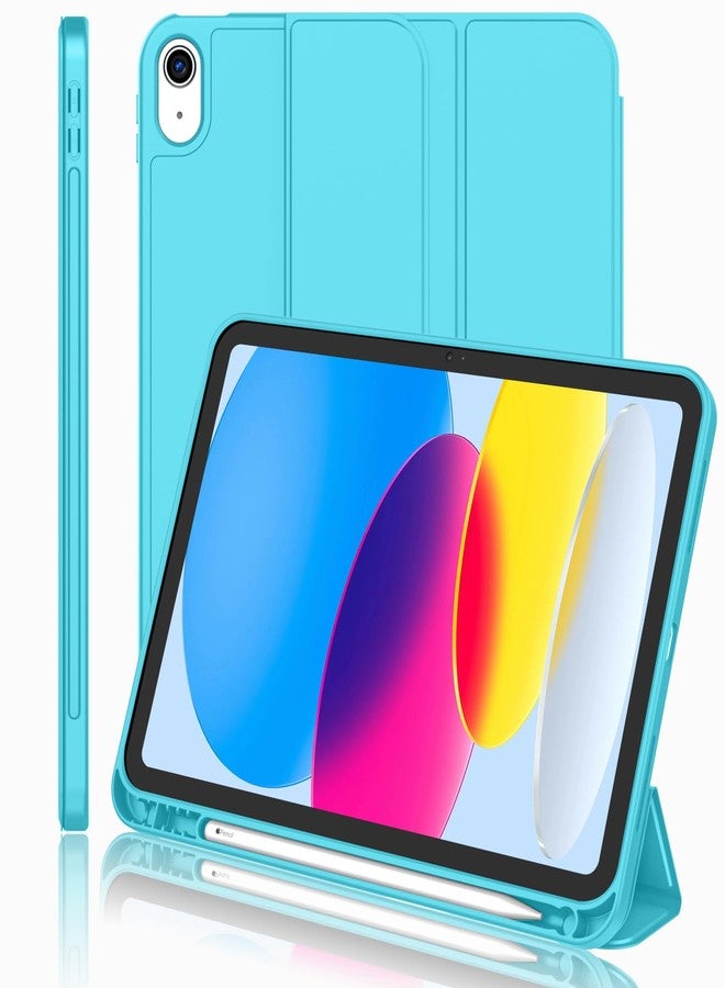 iMieet جراب iMieet الجديد لجهاز iPad من الجيل العاشر 2022 مقاس 10.9 بوصة مع حامل قلم، جراب ذكي ثلاثي الطي مع ظهر TPU ناعم، خاصية التشغيل/الإيقاف التلقائي (أزرق سماوي) - Image 1