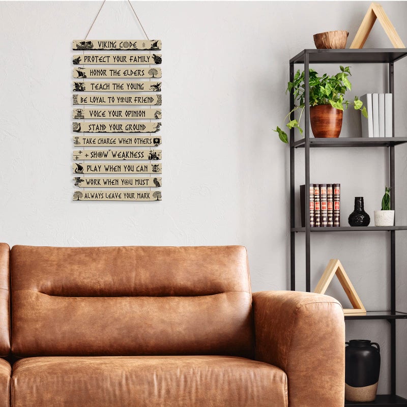 تاتو Tatuo Nordic Viking Sign Viking Code Decor Decor Celtic Rune Plaque Scandinavian Vikings Boat Compass Valknut Nordic Mediaval Vegvisir Runes for Home Kitchen Mythology Vegvisir Runes Artwork Pagan - Image 5