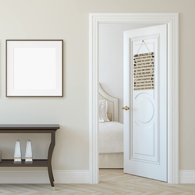 تاتو Tatuo Nordic Viking Sign Viking Code Decor Decor Celtic Rune Plaque Scandinavian Vikings Boat Compass Valknut Nordic Mediaval Vegvisir Runes for Home Kitchen Mythology Vegvisir Runes Artwork Pagan - Image 3